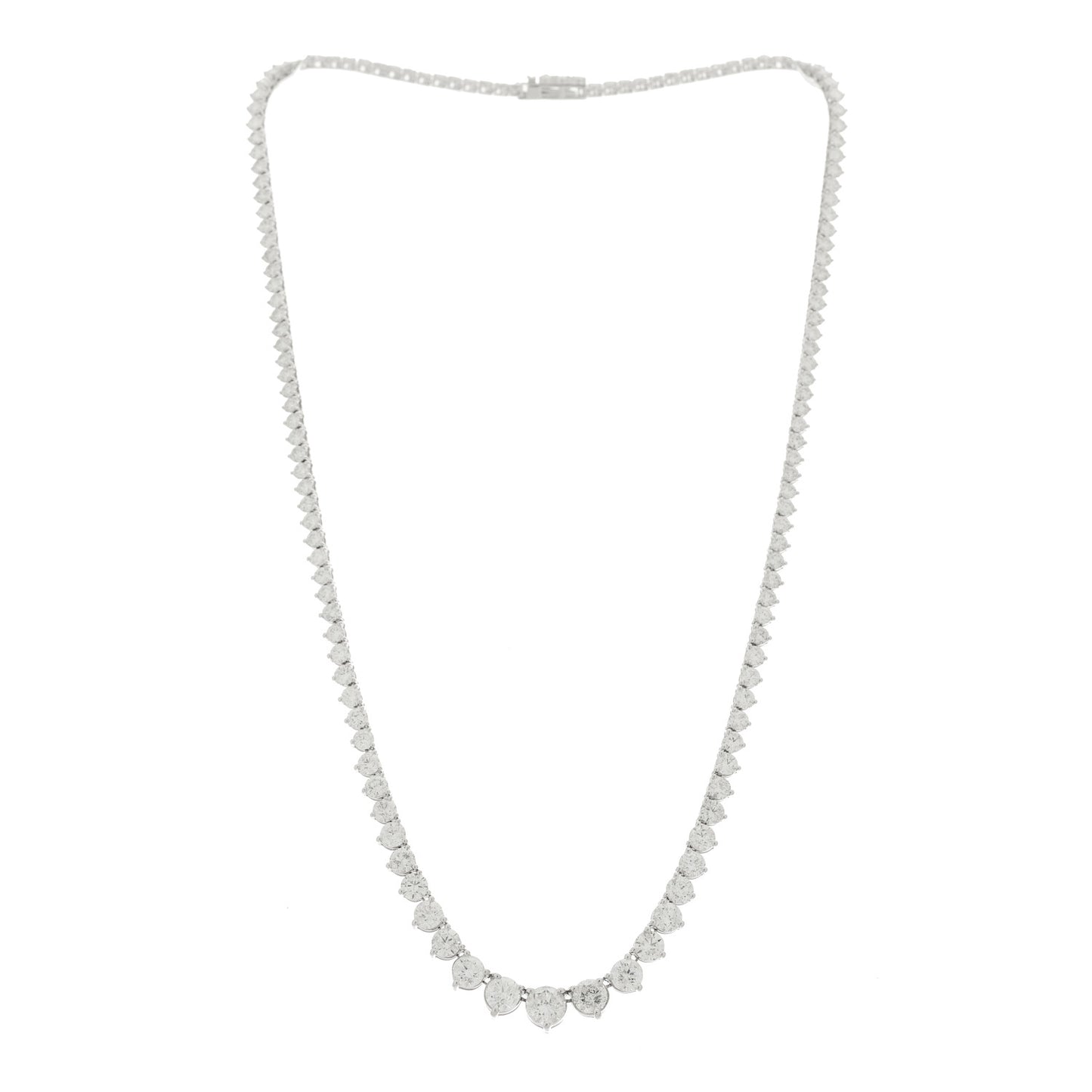 14K White Gold Diamond 13.20ctw Riviera Necklace