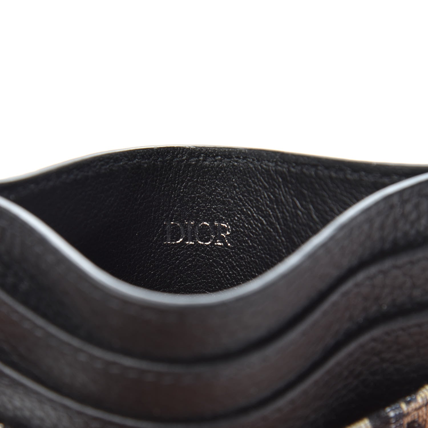 Christian Dior Grained Calfskin Oblique Card Holder Black 5 of 7