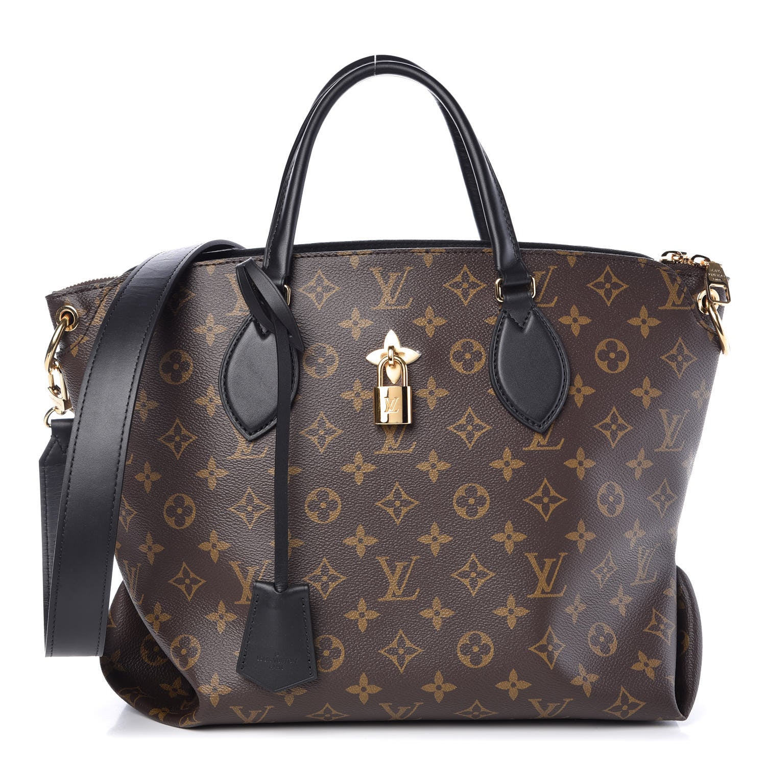 Louis Vuitton Monogram Flower Zipped Tote MM Black 1 of 9