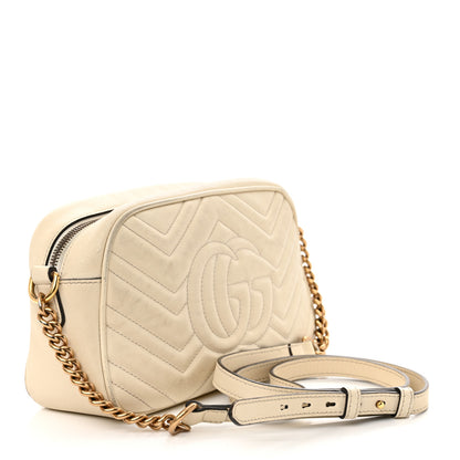 Gucci Calfskin Matelasse Small GG Marmont Chain Shoulder Bag White 3 of 18