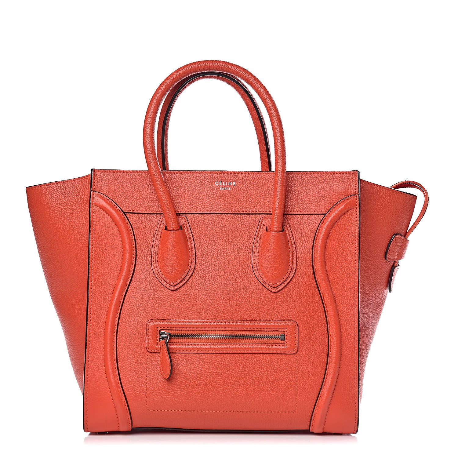 Celine Drummed Calfskin Mini Luggage Vermillion 1 of 12