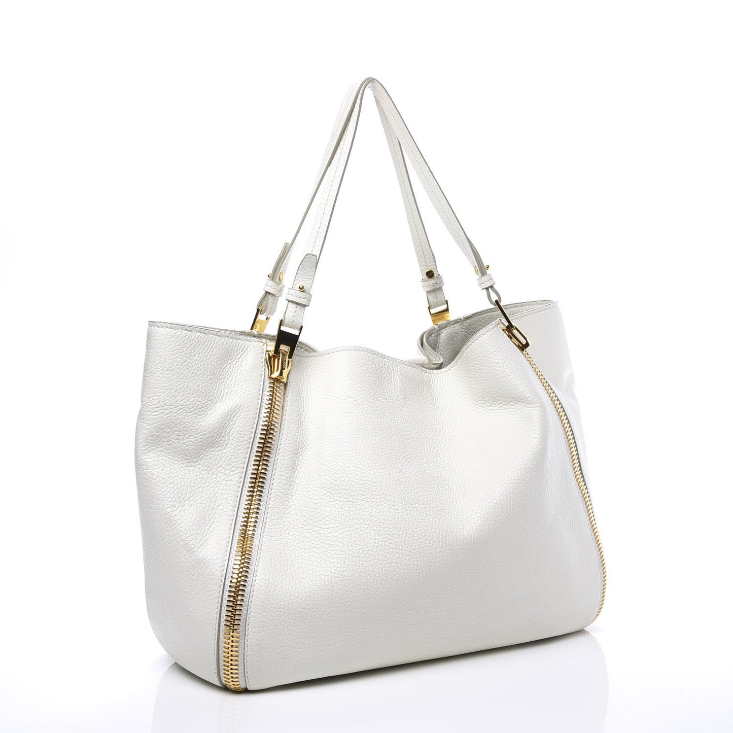 Grained Calfskin Sedgwick Medium Zipper Tote White