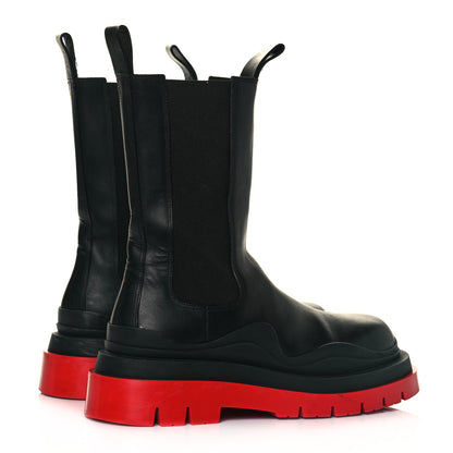 Bottega Veneta Calfskin The Tire Chelsea Boots 40 Black Bright Red 4 of 10