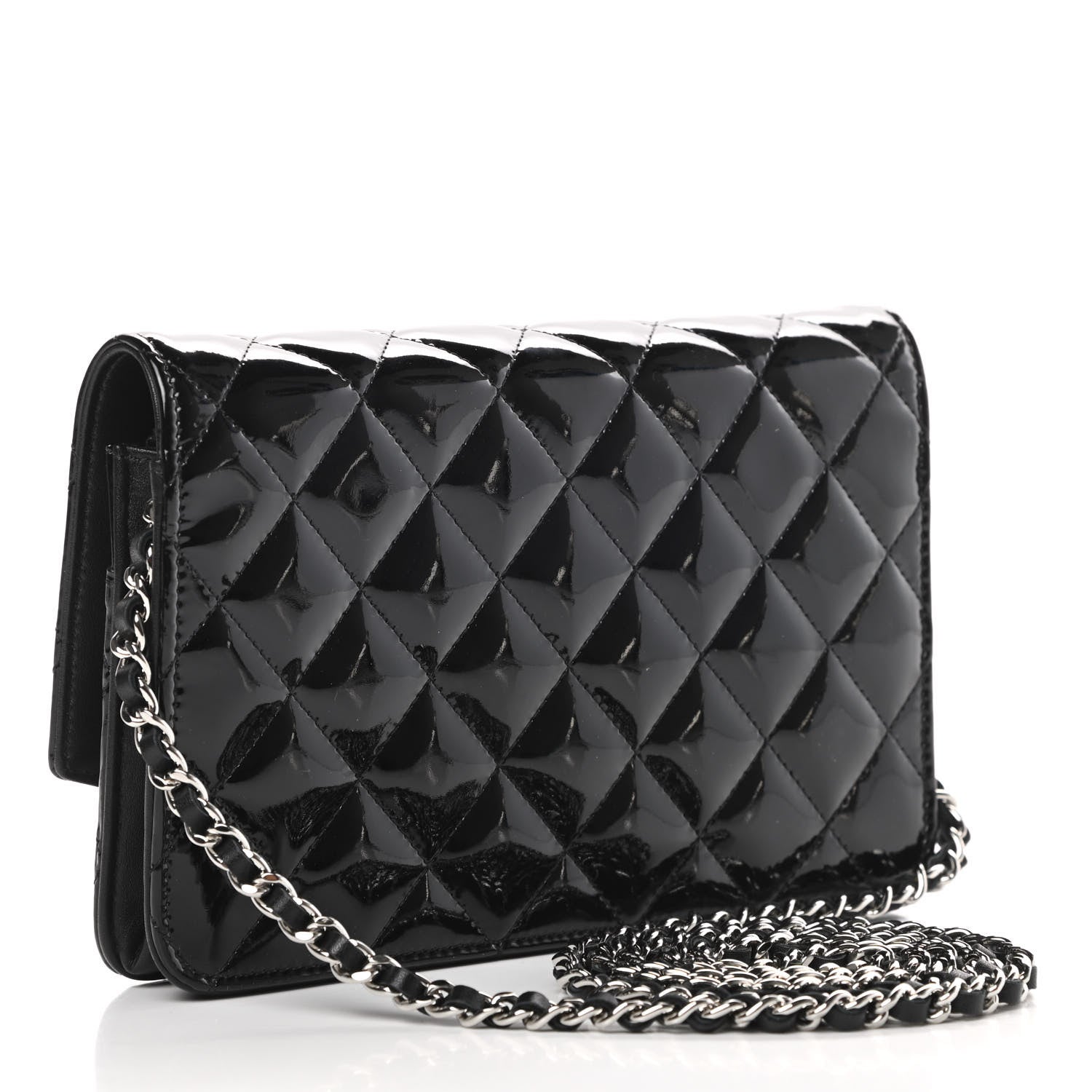 Chanel Patent Quilted Brilliant Wallet On Chain WOC Black 3 of 14