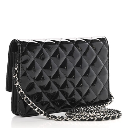 Chanel Patent Quilted Brilliant Wallet On Chain WOC Black 3 of 14