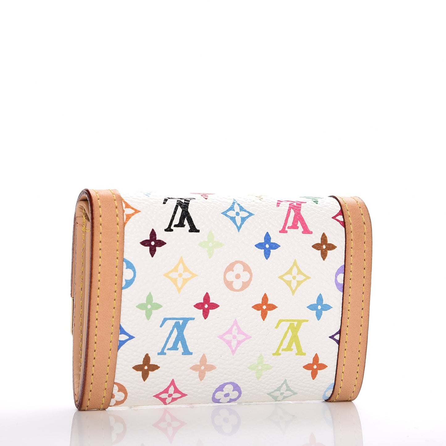 Monogram Multicolor Porte-Monnaie Plat Coin Purse White