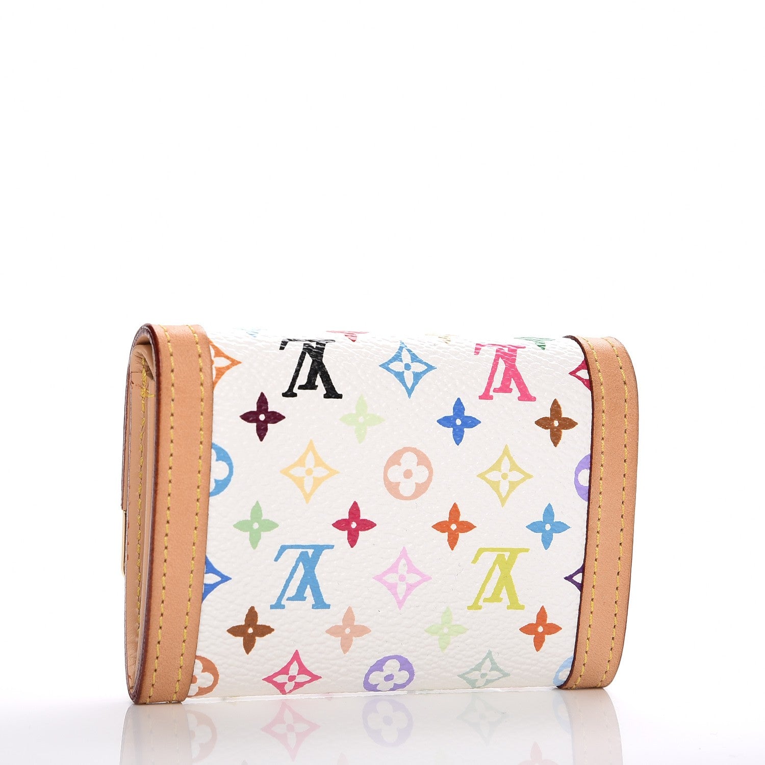 Louis Vuitton Monogram Multicolor Porte-Monnaie Plat Coin Purse White 3 of 9