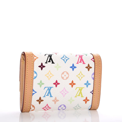 Louis Vuitton Monogram Multicolor Porte-Monnaie Plat Coin Purse White 3 of 9