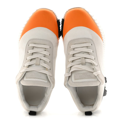 Hermes Graphic Mesh Suede Goatskin Womens Bouncing Sneakers 37 Orange Multicolor 2 of 10