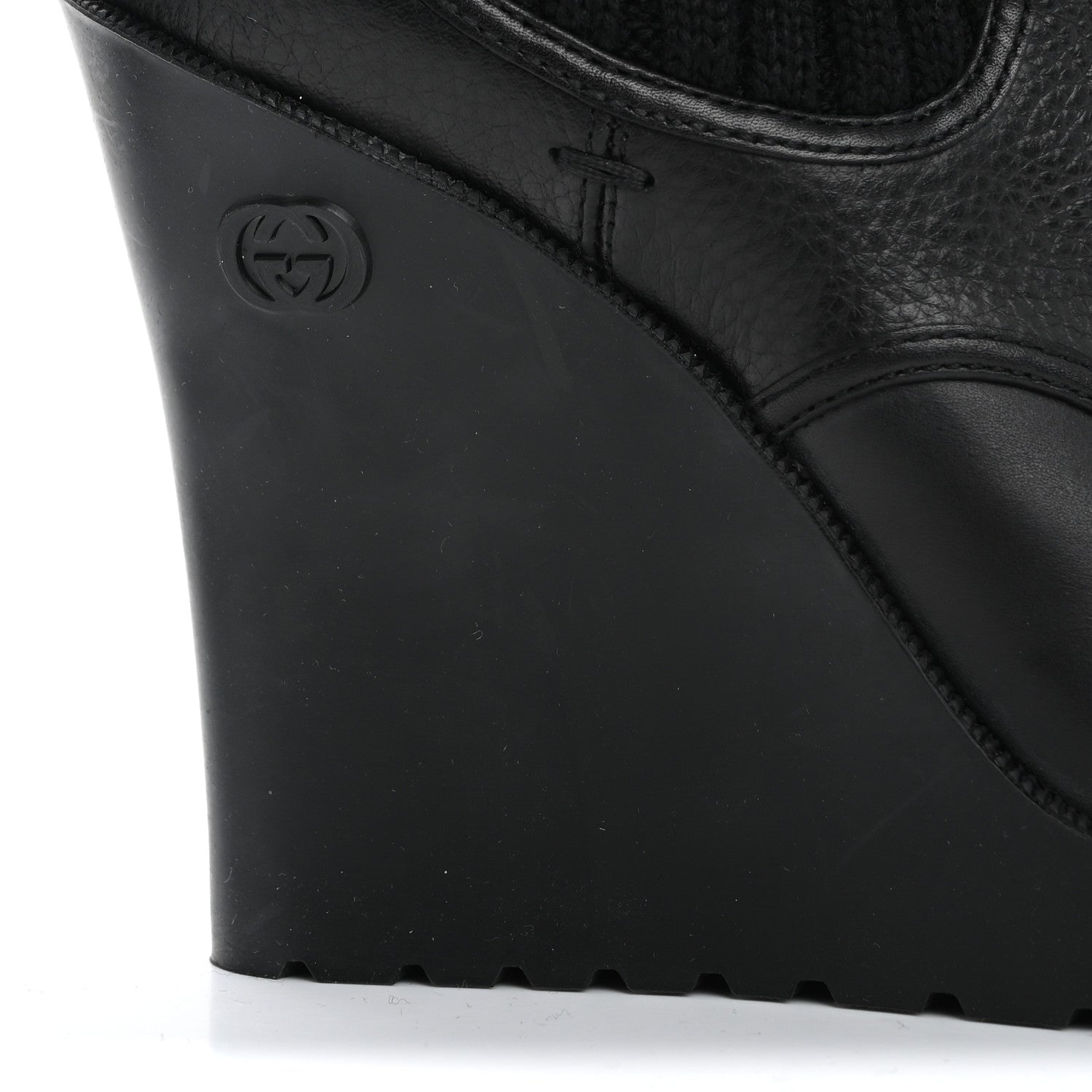 Gucci Wool Calfskin Knee Length Sock Boots 37.5 Black 11 of 11