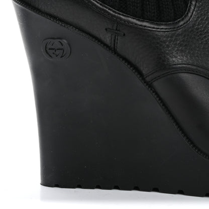 Gucci Wool Calfskin Knee Length Sock Boots 37.5 Black 11 of 11