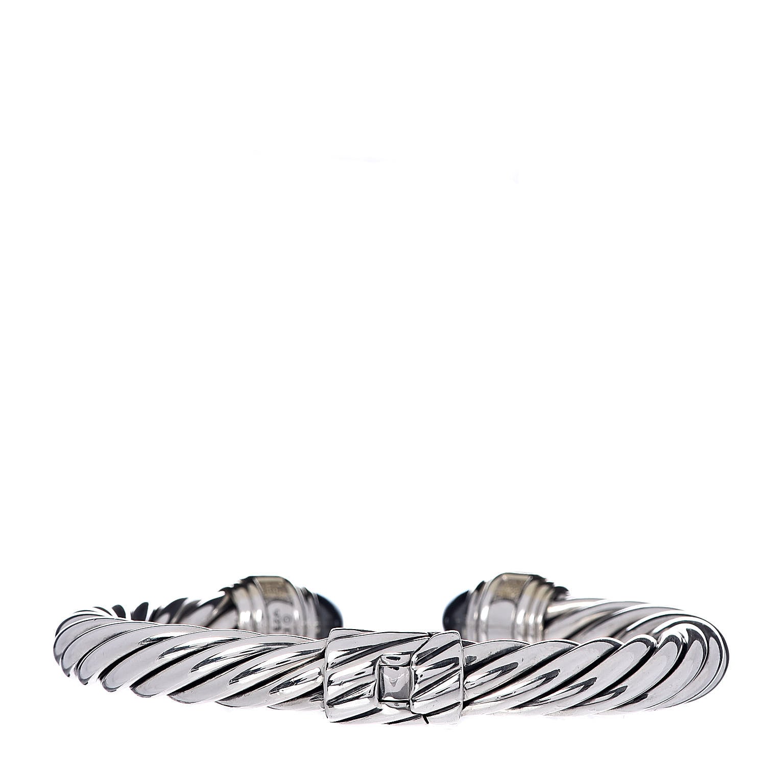 David Yurman Sterling Silver 14K Yellow Gold Hematite Garnet 10mm Cable Classics Bracelet 3 of 4