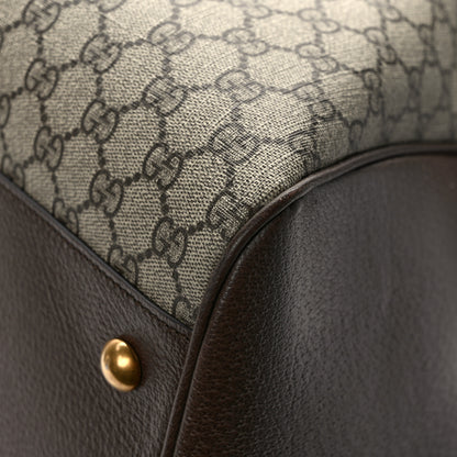 Gucci GG Supreme Monogram Textured Dollar Calfskin Web Large Savoy Bowling Bag Beige Ebony New Acero 9 of 9