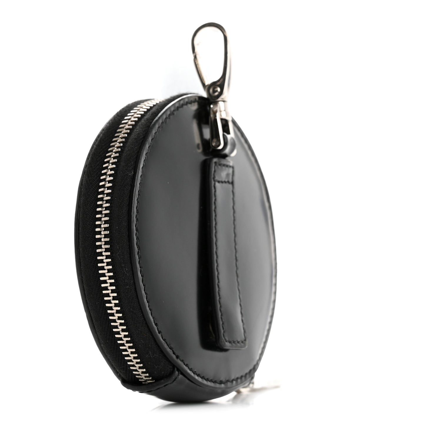 Spazzolato Round Coin Pouch Bag Charm Black