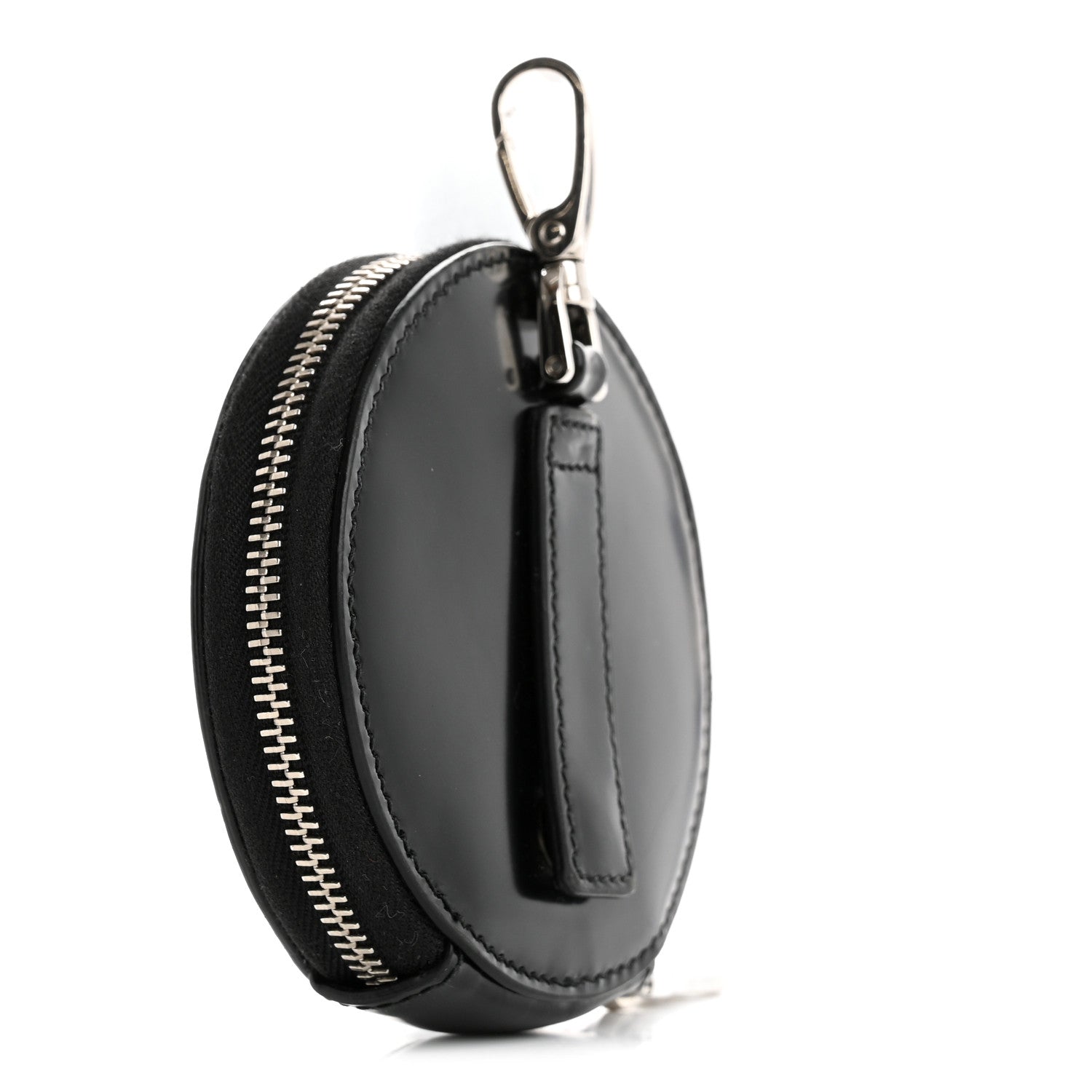 Prada Spazzolato Round Coin Pouch Bag Charm Black 3 of 8
