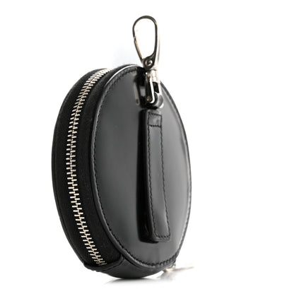 Prada Spazzolato Round Coin Pouch Bag Charm Black 3 of 8