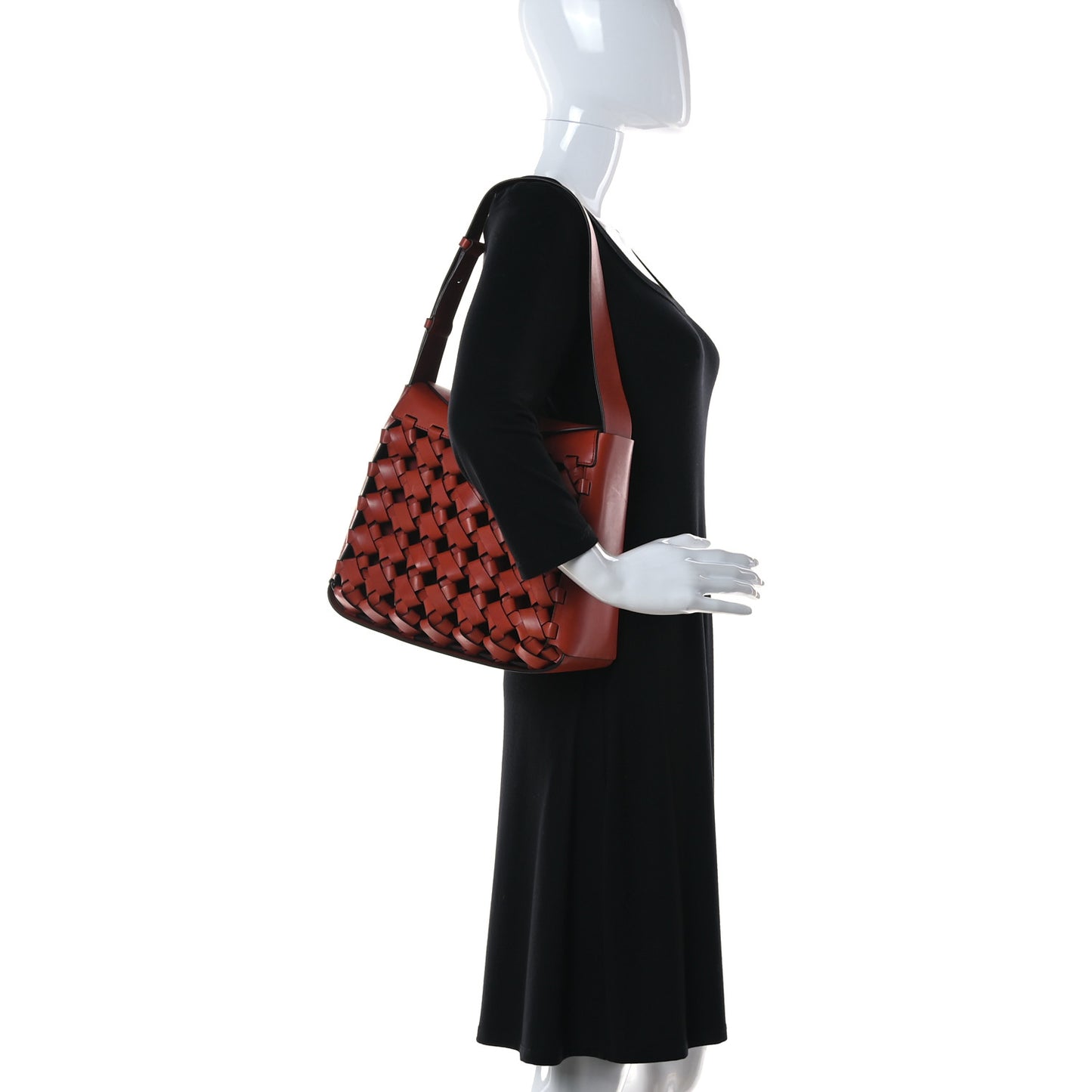 Woven Calfskin New Line Shoulder Bag Copper Bronze