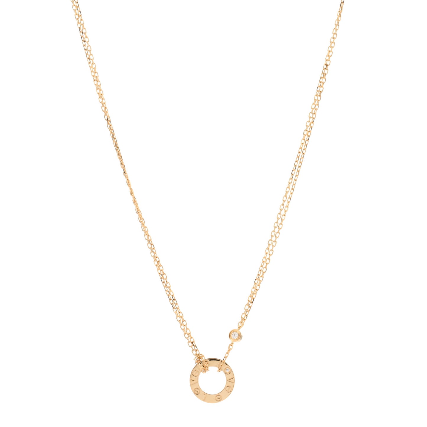 18K Yellow Gold 2 Diamond LOVE Necklace