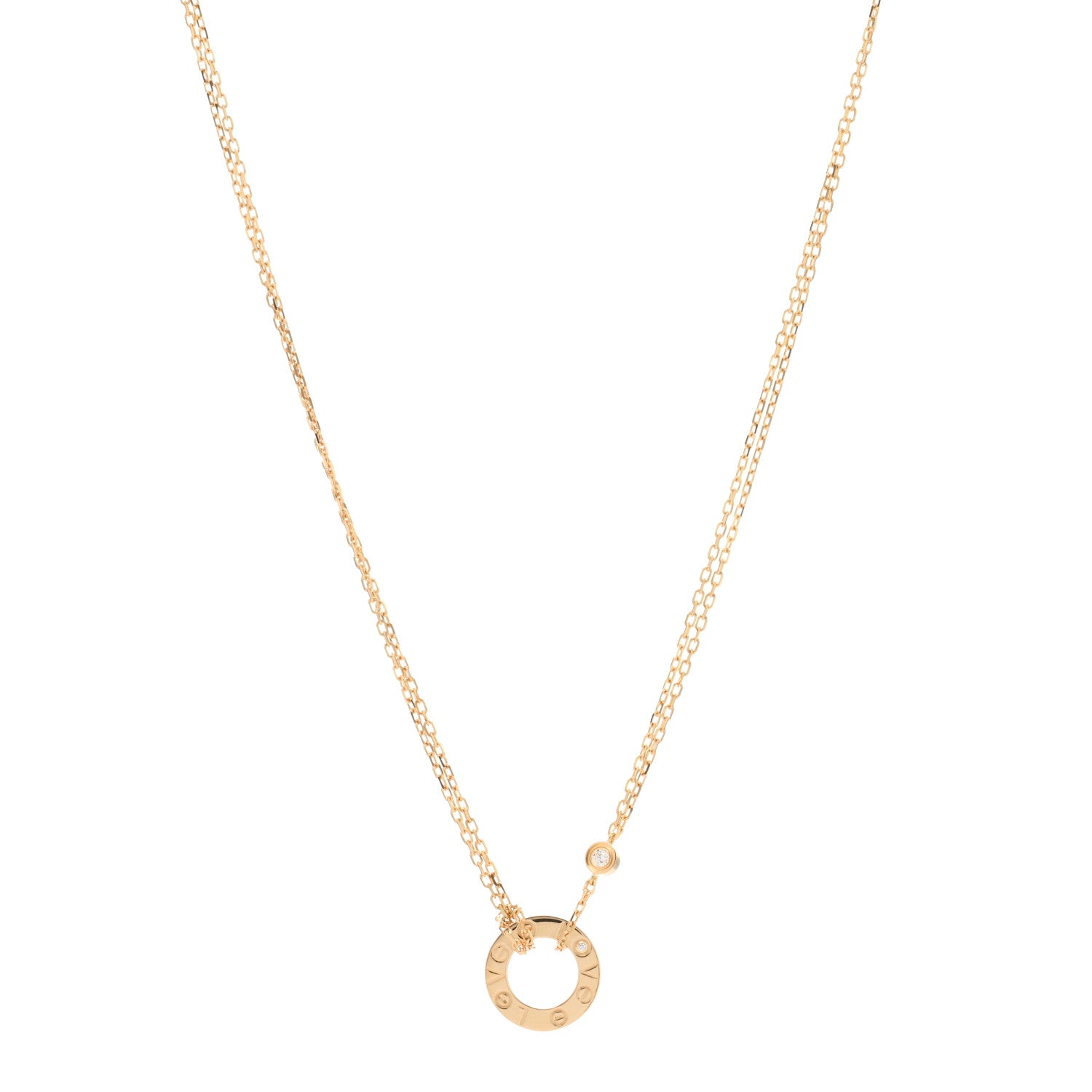 Cartier 18K Yellow Gold 2 Diamond LOVE Necklace 1 of 3