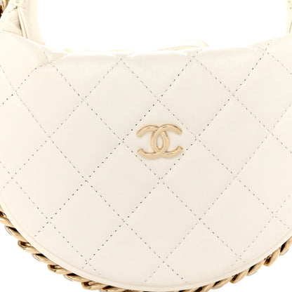 Chanel Lambskin Quilted Chain Around Pouch Hobo White 8 of 10