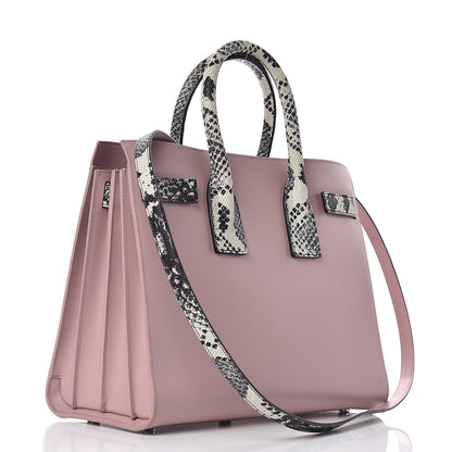 Saint Laurent Calfskin Embossed Python Small Sac De Jour Powder Pink 3 of 9
