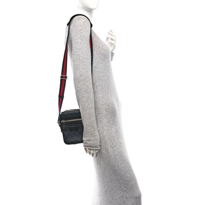 Gucci GG Supreme Monogram Appia Calfskin Web Small Camera Messenger Bag Black Grey 2 of 10