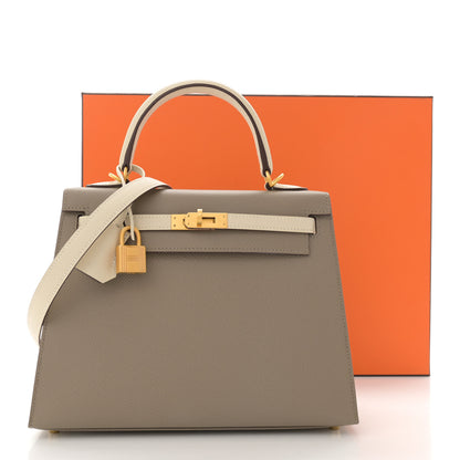 Hermes Epsom Bi-Color Horseshoe Kelly Sellier 25 Gris Asphalte Craie 10 of 10