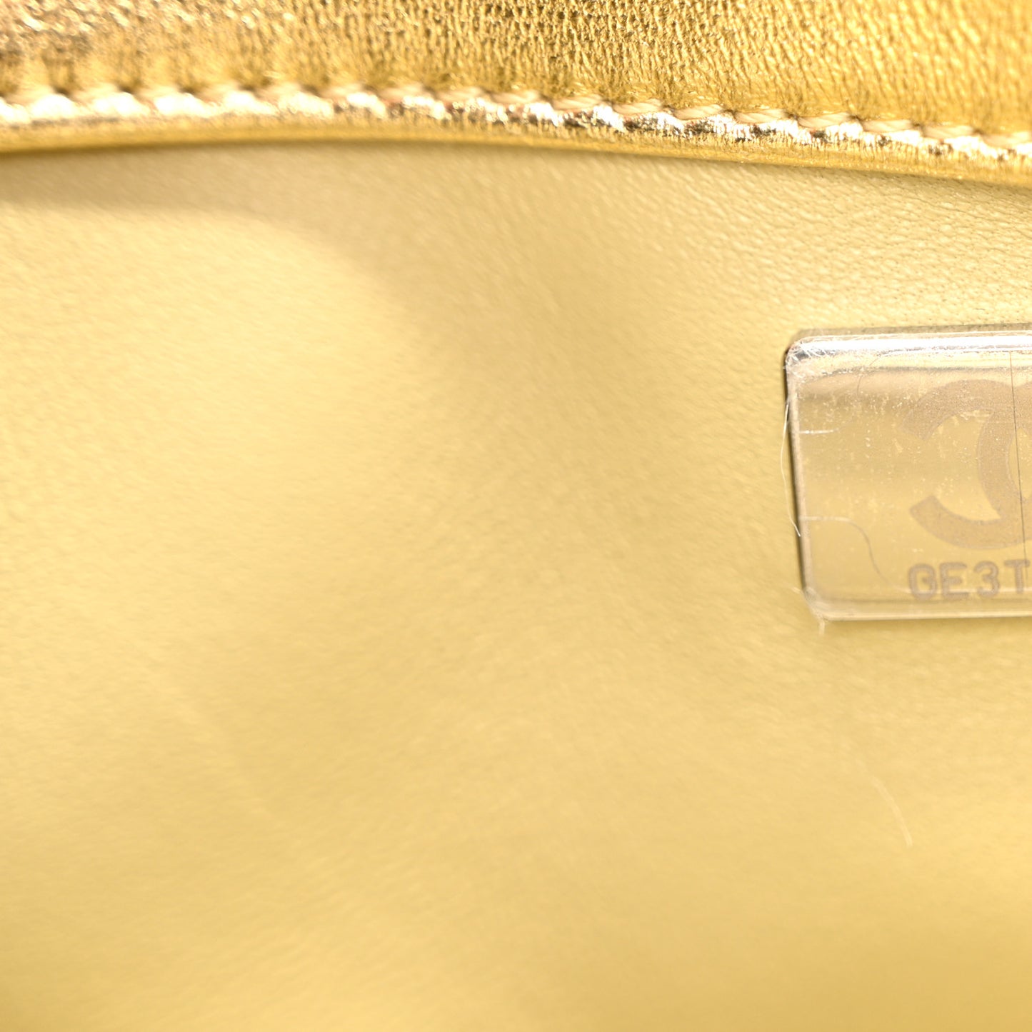 Metallic Lambskin Quilted Mini Rectangular Pearl Crush Flap  Gold