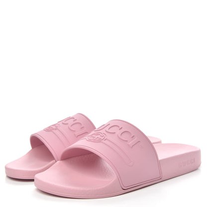 Gucci Rubber Logo Stamped Mens Slide Sandals 8 Rosa 4 of 8