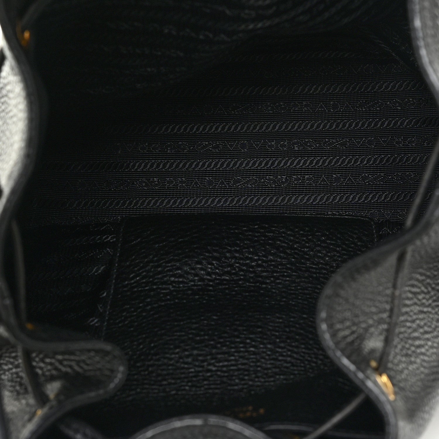 Prada Vitello Daino Drawstring Bucket Black 5 of 10