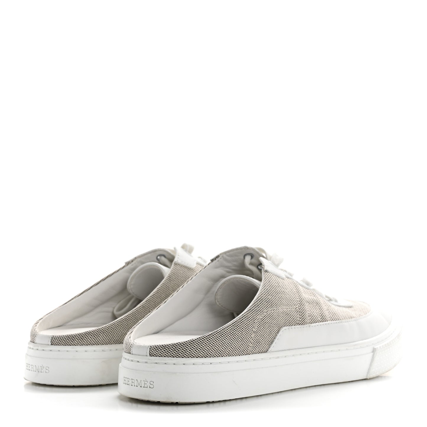 Calfskin H Canvas Keep Mule Sneakers 39.5 Prunoir White