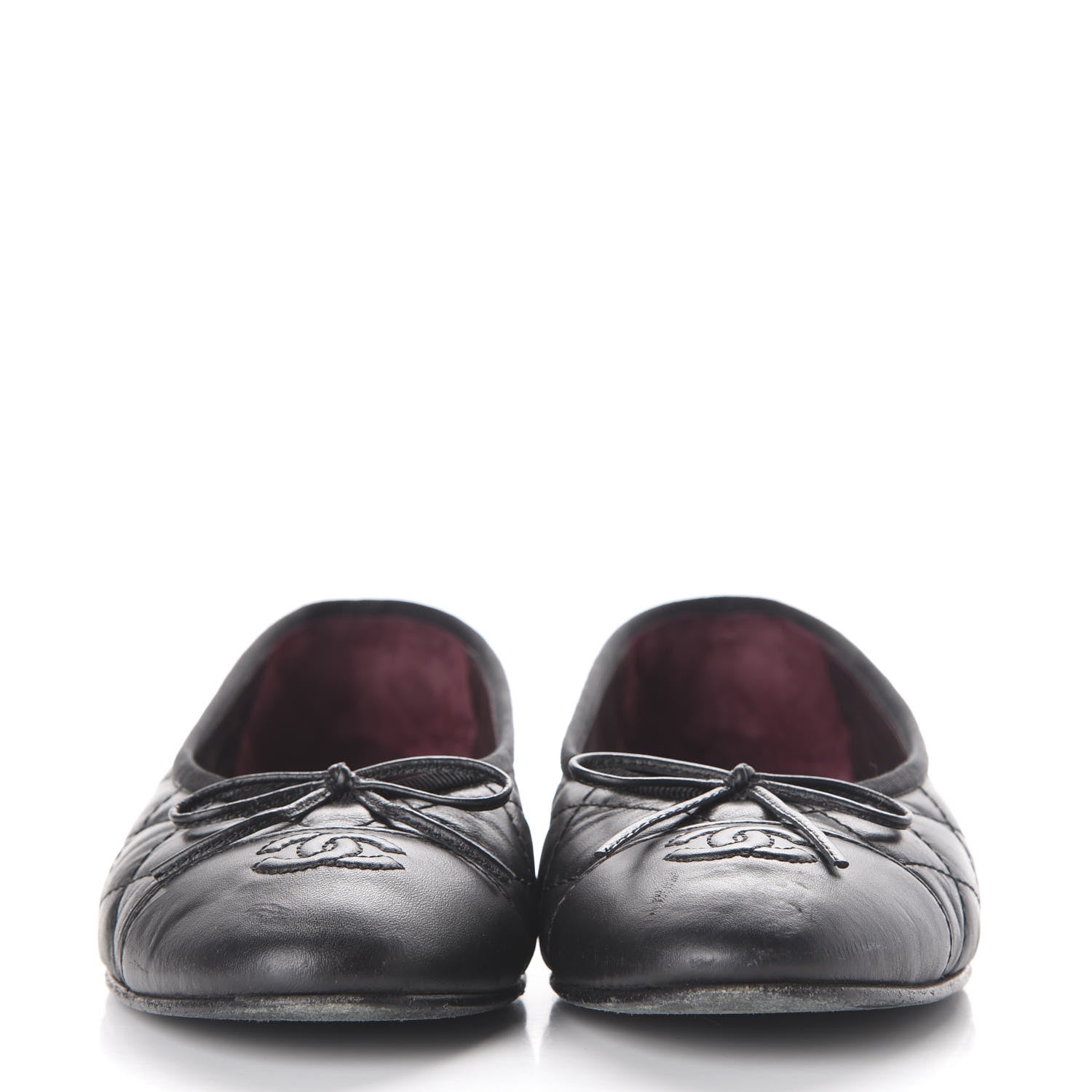 Chanel Aged Calfskin Quilted CC Cap Toe Ballerina Flats 39 Black 2 of 11