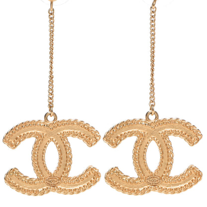 Chanel CC Drop Earrings Matte Gold 4 of 5