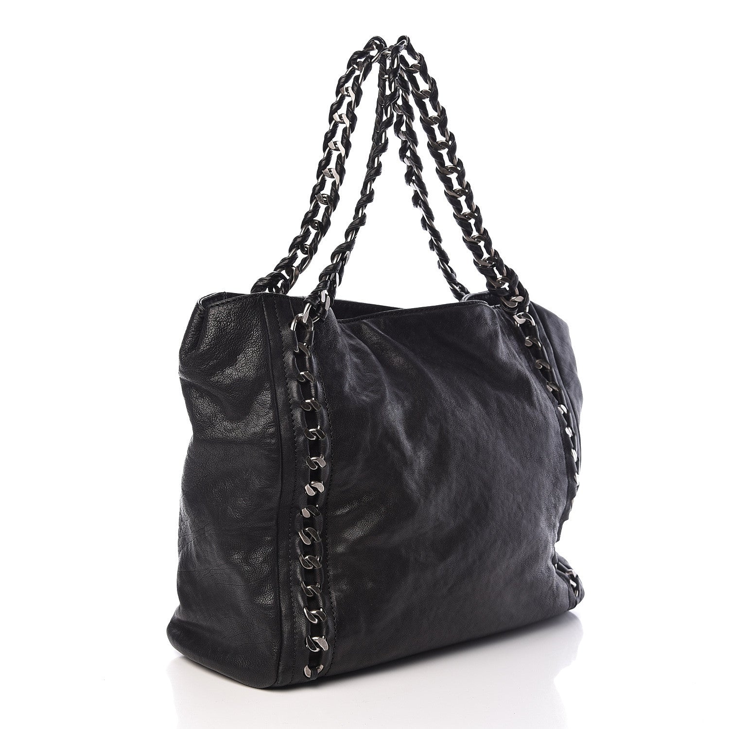 Chanel Glazed Calfskin Modern Chain Tote Black 3 of 12