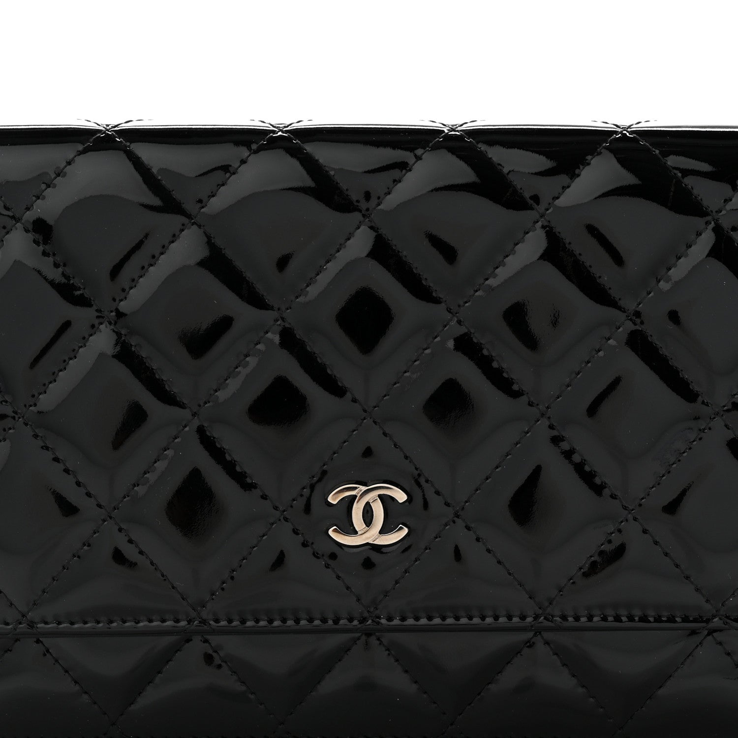 Chanel Patent Quilted Wallet On Chain WOC Black 8 of 11