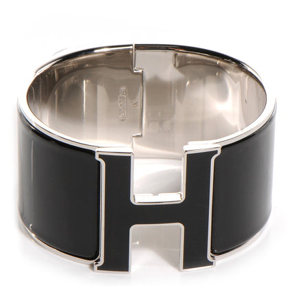 Hermes Enamel Extra Wide Clic Clac H Bracelet PM Black 1 of 5