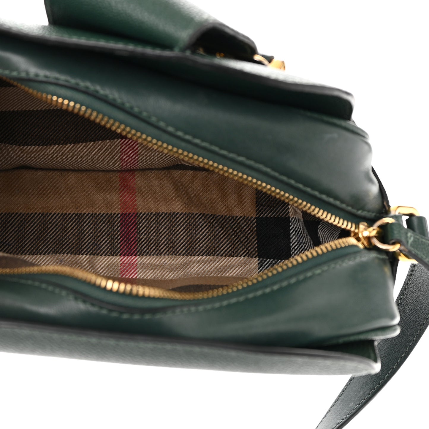 Soft Grain Calfskin Small Buckle Zip Bag Green