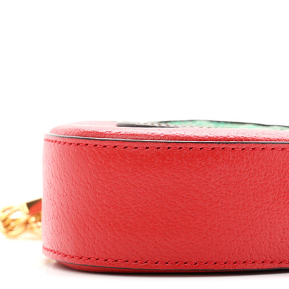 Gucci Textured Dollar Calfskin Retro Interlocking G Fruttini Strawberry Mini Crossbody Lobster Red Black New Acero 10 of 11
