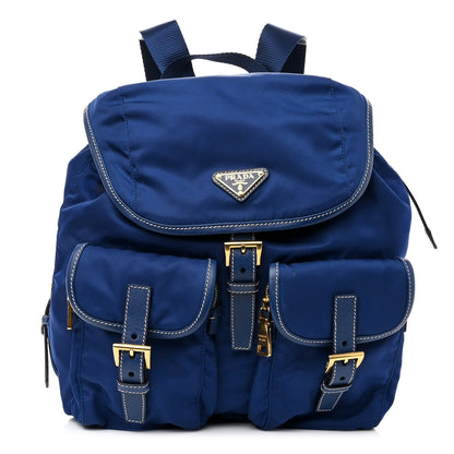 Prada Tessuto Nylon Saffiano Vela Backpack Bleuette 1 of 9