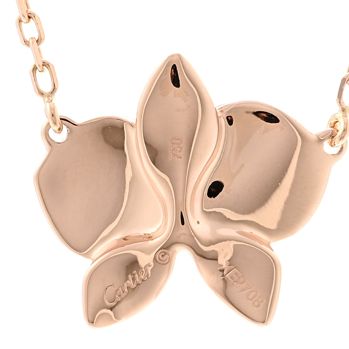 18K Pink Gold Diamond Caresse D'Orchidees Par Cartier Pendant Necklace