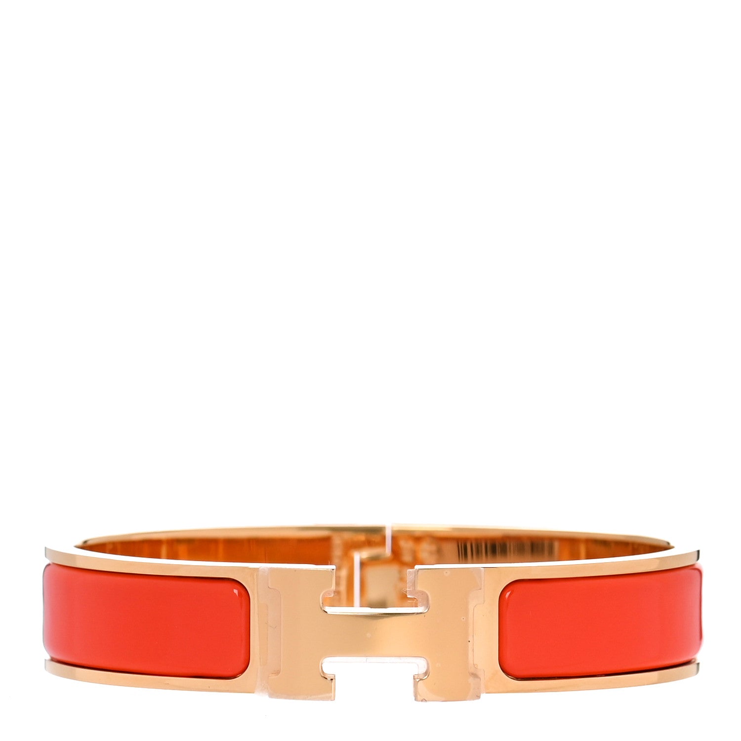 Hermes Enamel Narrow Clic Clac H Bracelet PM Orange Fruite 1 of 5