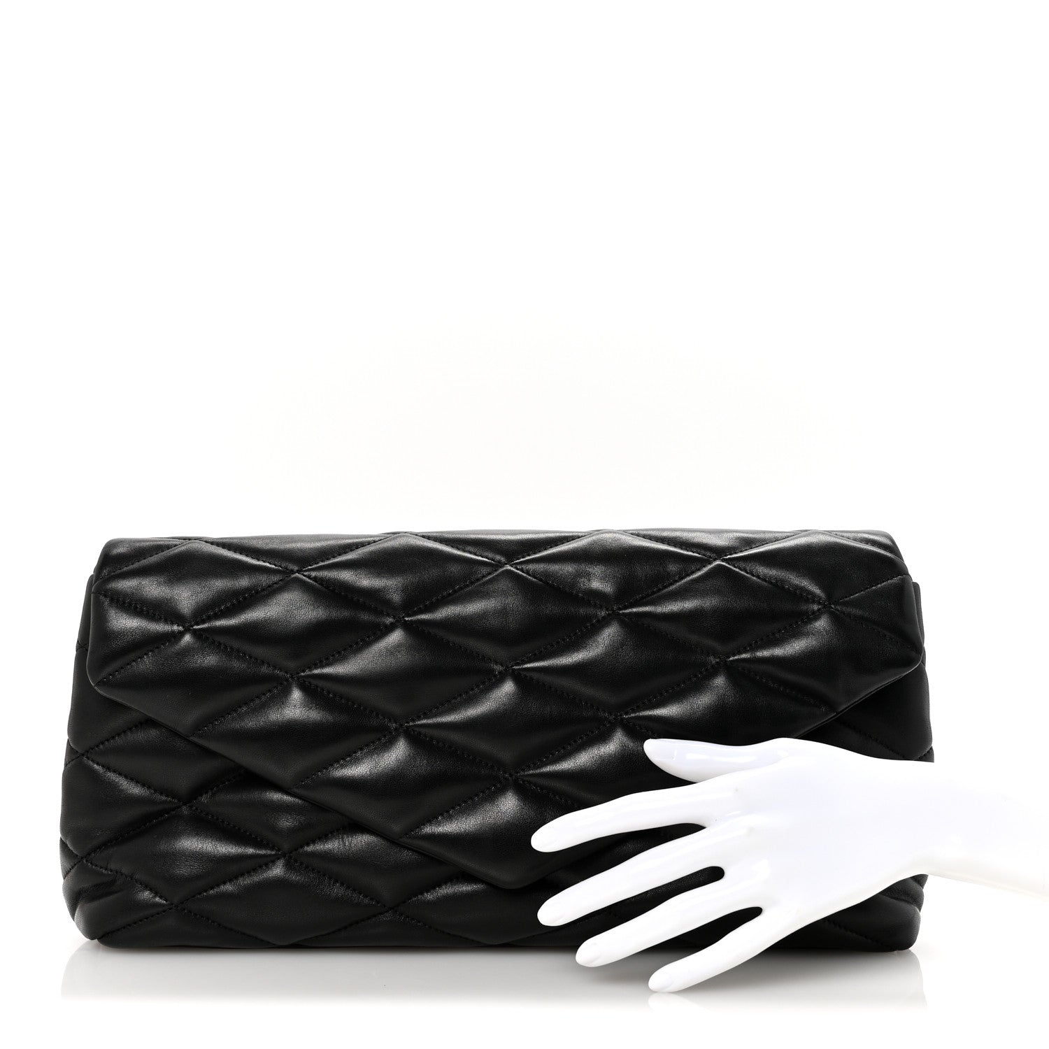 Saint Laurent Lambskin Quilted Sade Puffer Envelope Clutch Black 2 of 6