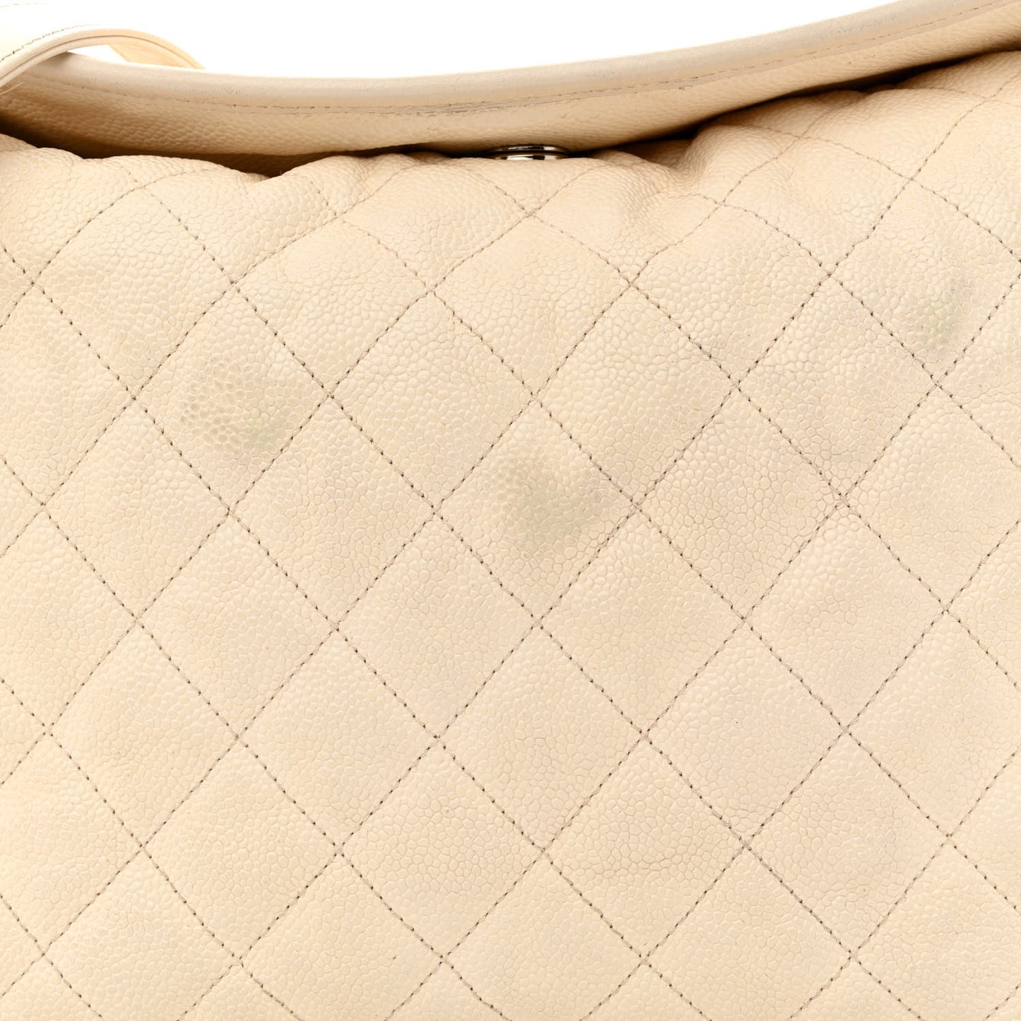 Caviar Quilted French Riviera Hobo Dark White