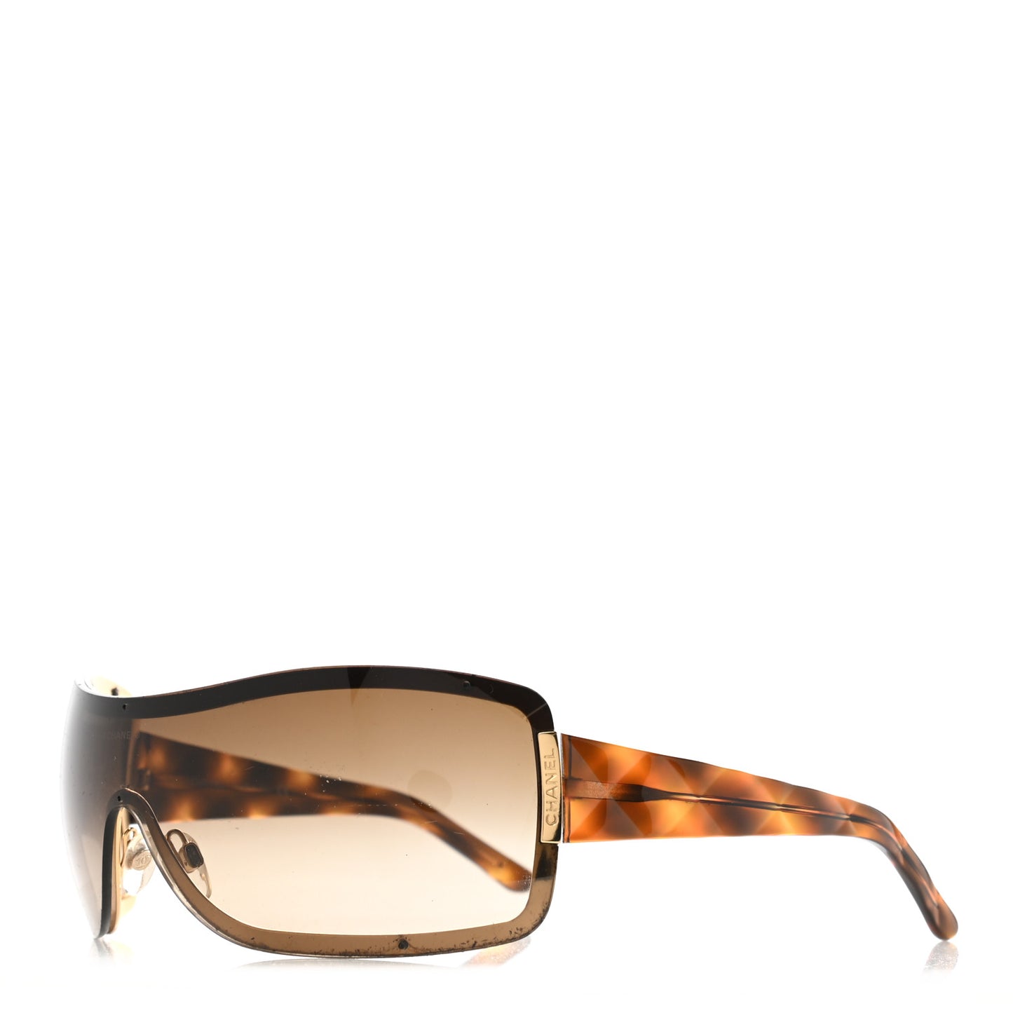 CHANE Acetate Quilted Shield Sunglasses 4126 Brown