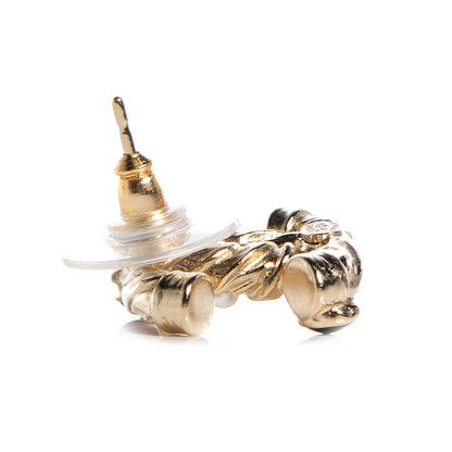 Chanel Pearl Resin Twisted CC Earrings Gold 3 of 5