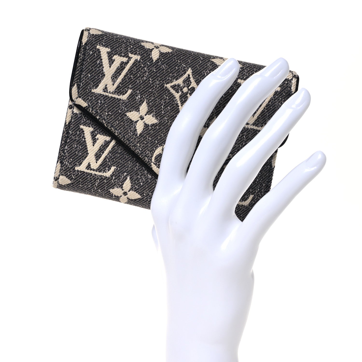Louis Vuitton Denim Monogram Jacquard Victorine Wallet Grey 2 of 12