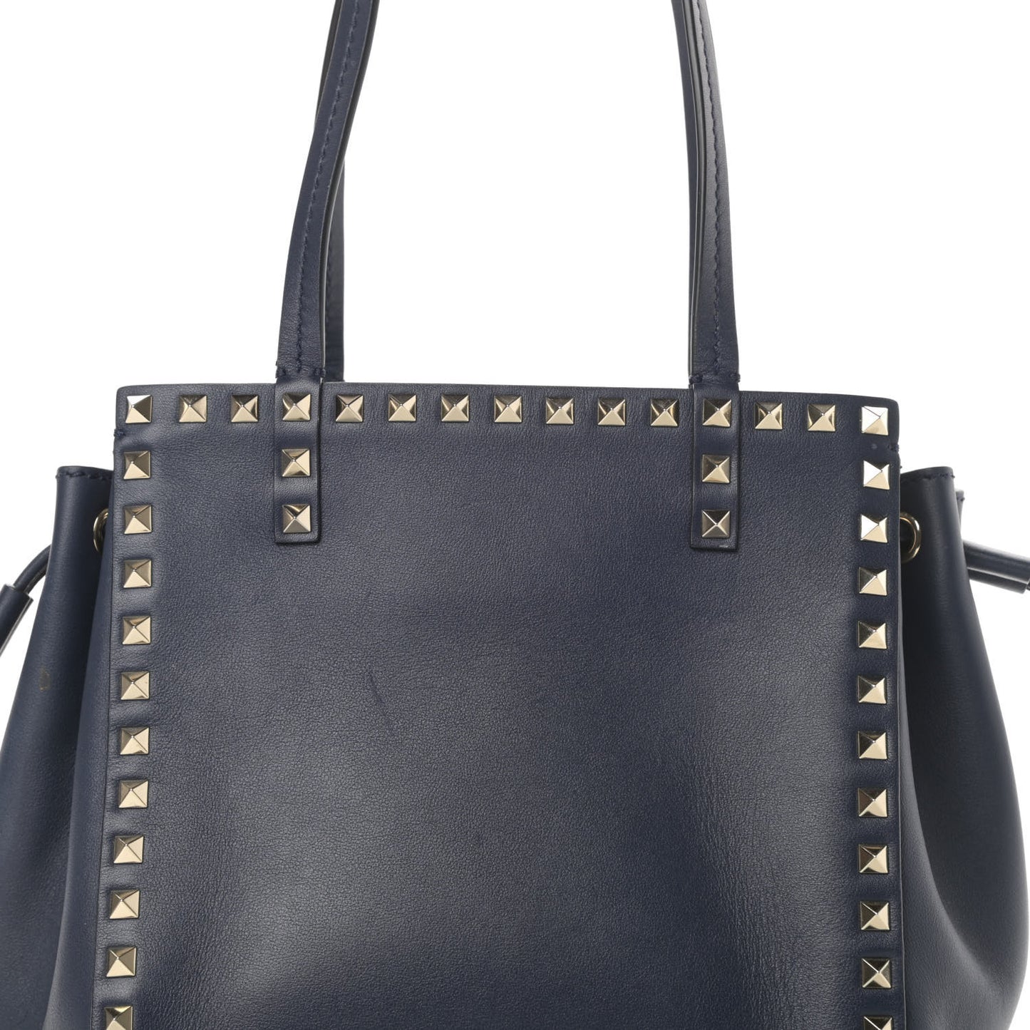 Calfskin Rockstud Double Handle Cinch Tote Marine
