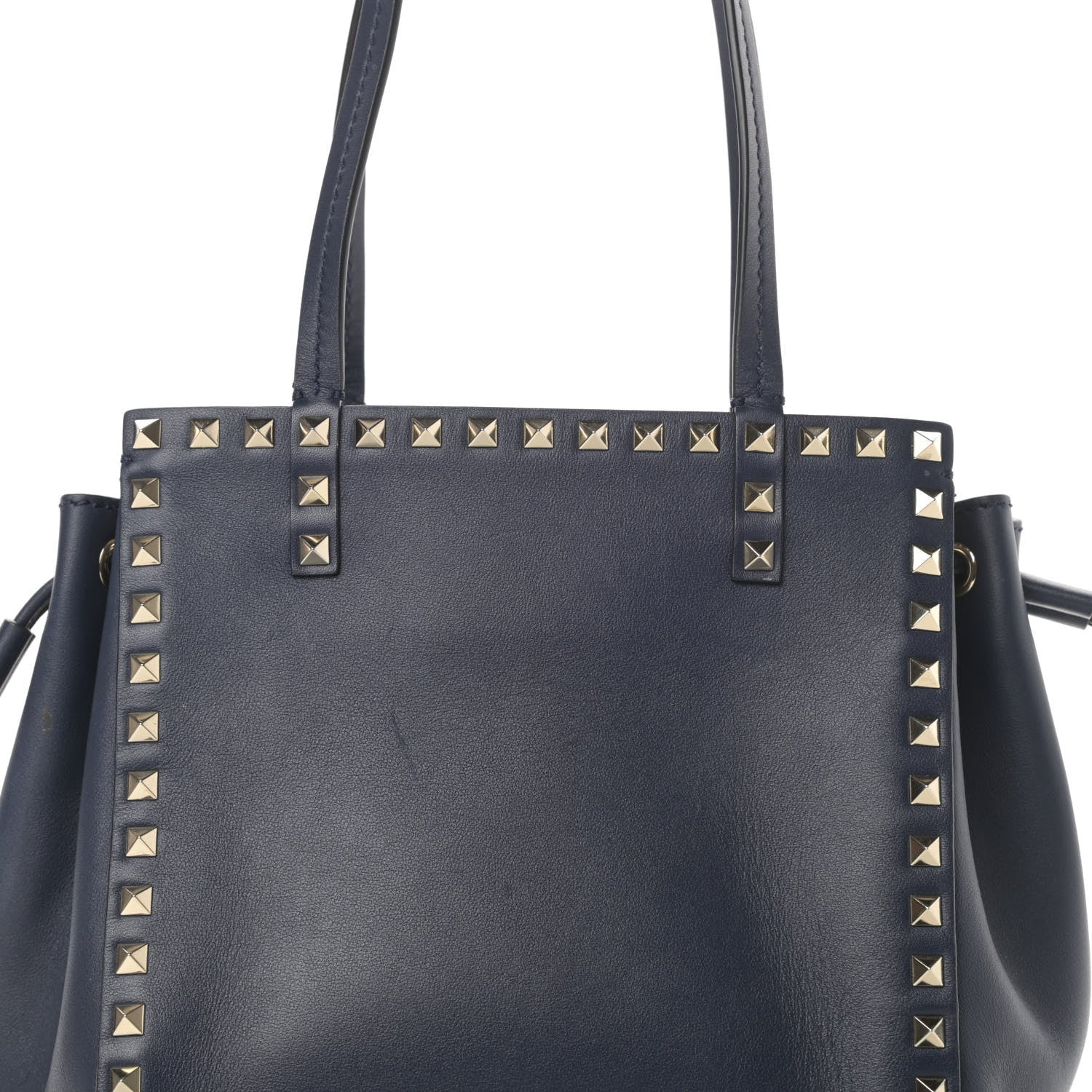 Valentino Garavani Calfskin Rockstud Double Handle Cinch Tote Marine 7 of 13