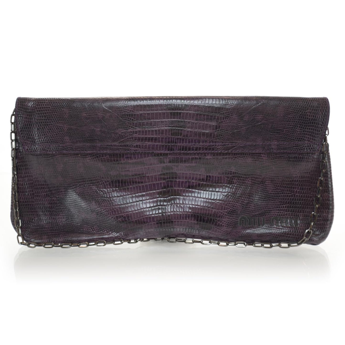 Lizard Embossed Bow Clutch Bag