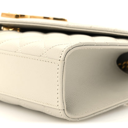 Saint Laurent Grain De Poudre Textured Mixed Matelasse Triquilt Small Monogram Satchel Crema Soft 10 of 10